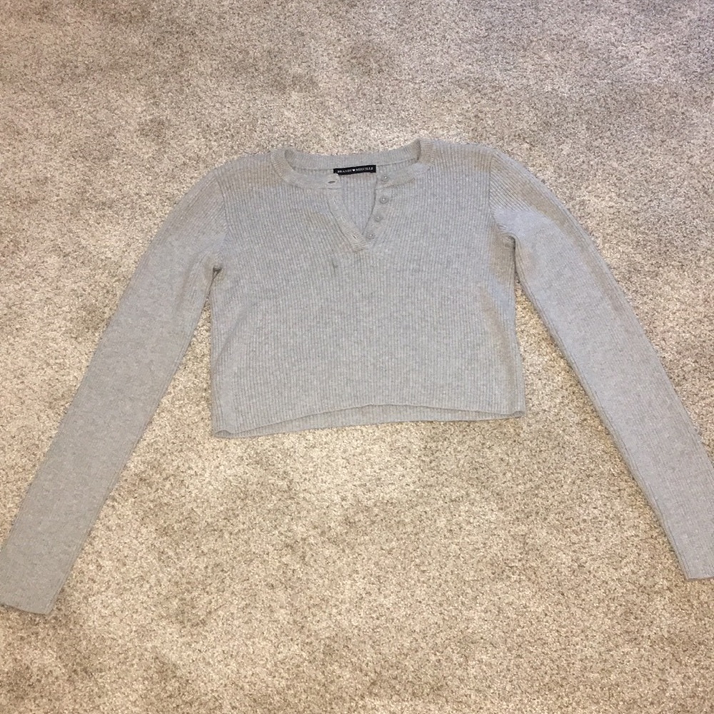 Brandy melville light grey sweater with buttons